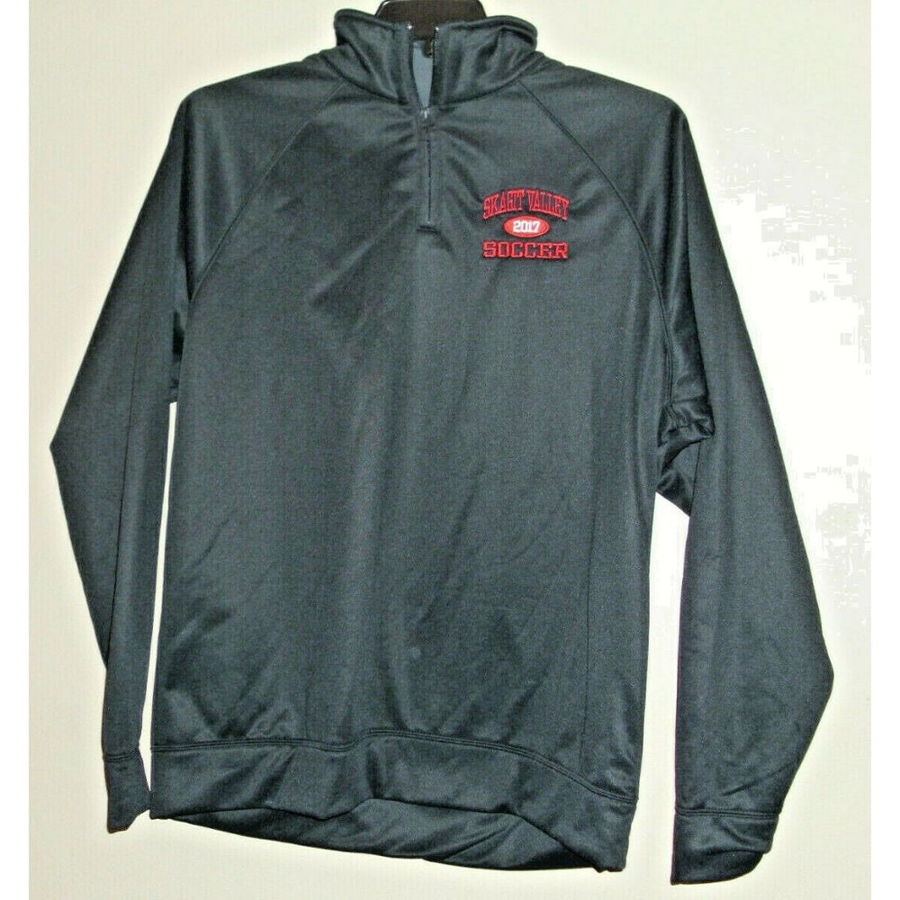 Men's Jersey by Dri-Power Sport Shirt Black Part Zip Fleece Lining  Size L